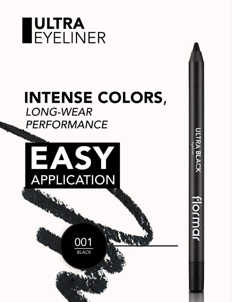Flormar Eyeliner Creamy Kohl Pencil For Inside The Eye, 001 Black