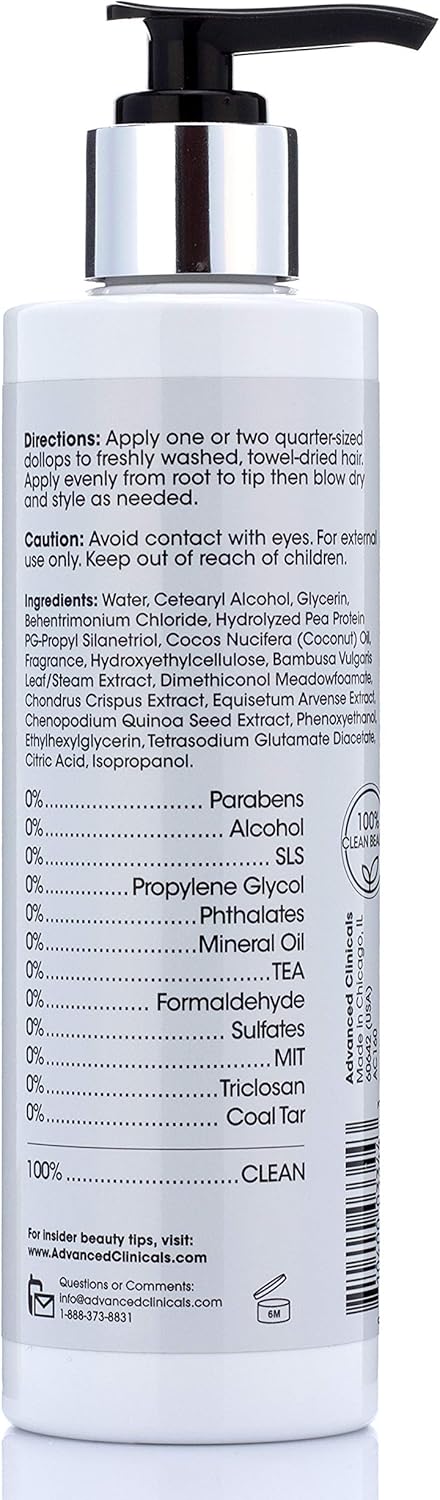 Advanced Clinicals 10-in-1 Frizz Control Blow Dry Thermal Protectant Spray, 222ml