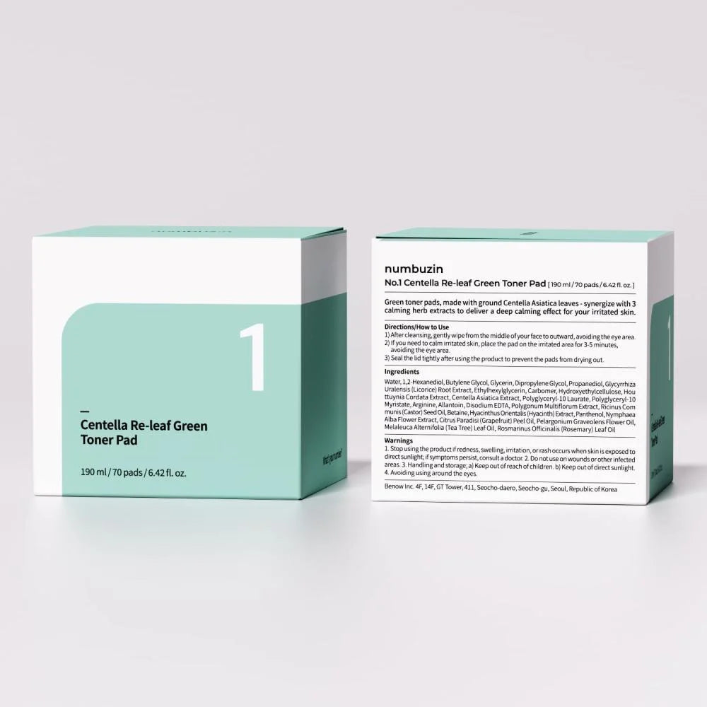 Numbuzin No. 1 Centella Re-leaf Green Toner Pad Dual Vegan Pad